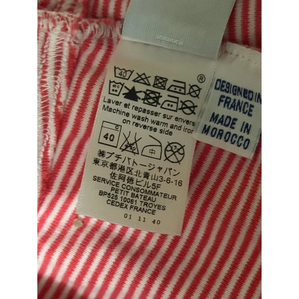 Petit Bateau Girls Pink & White Striped Cotton Leggings Sz 8 Years 126cm Morocco